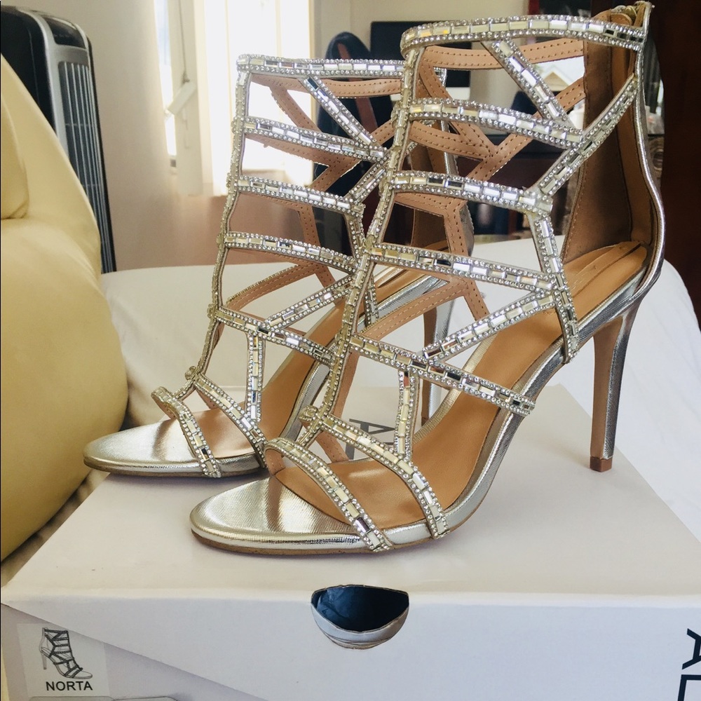 Aldo Norta Silver Rhinestone Stiletto Sandals